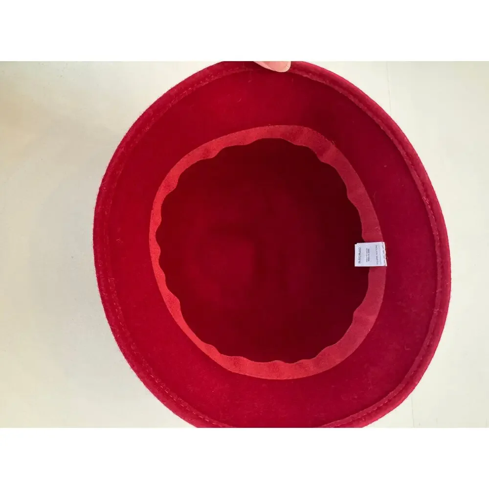 Jaclyn Smith Women's 100% Felted Wool Red Cloche Hat One Size Downton Abbey